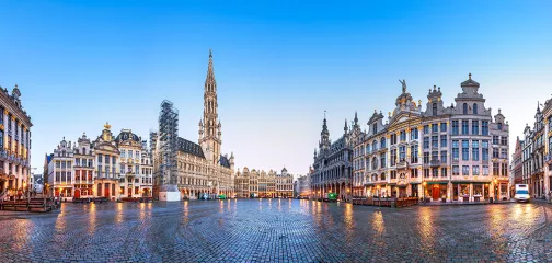 Brussels, Belgium at Grand Place with the Town Hall
